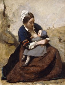 Bretona che Allatta il suo Bambino da Jean Baptiste Camille Corot