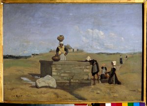 Bretoni alla fontana, villaggio di Batz da Jean Baptiste Camille Corot