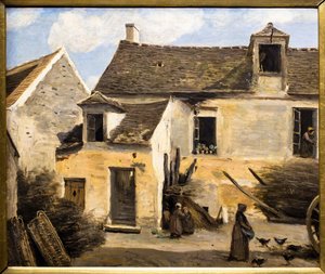 Cortile di una casa vicino a Parigi da Jean Baptiste Camille Corot