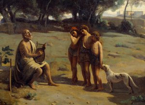 (dettaglio) Homere e pastori. Il poeta greco sull