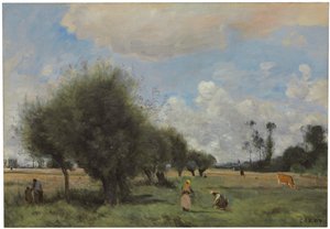 Campi vicino a Étampes, c.1855-60 da Jean Baptiste Camille Corot