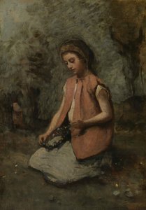 Ragazza che Intreccia una Ghirlanda da Jean Baptiste Camille Corot