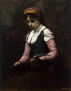 Ragazza con mandolino da Jean Baptiste Camille Corot