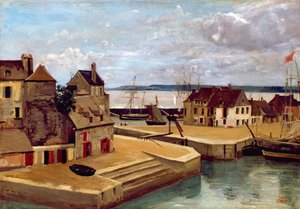 Honfleur, case sul molo da Jean Baptiste Camille Corot