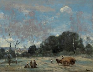 La Rentree des Foins a Marcoussis, 1870-74 da Jean Baptiste Camille Corot