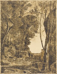Il piccolo pastore, 1ª tavola Le Petit Berger, 1855 da Jean Baptiste Camille Corot