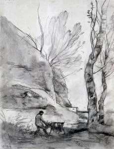 Uomo che lotta con una capra da Jean Baptiste Camille Corot