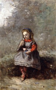 Mlle. Leotine Desavary con una colomba, 1872 da Jean Baptiste Camille Corot