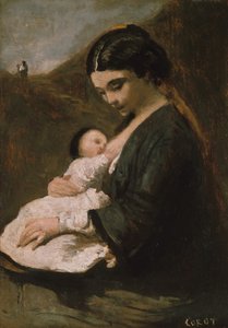 Madre e figlio, probabilmente anni 1860 da Jean Baptiste Camille Corot