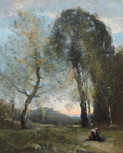 Contadina che raccoglie legna, Italia, c. 1870-2 da Jean Baptiste Camille Corot