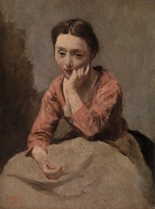 Giovane donna pensierosa da Jean Baptiste Camille Corot