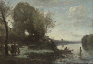 Fiume con una torre lontana, 1865