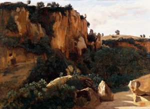 Valle forestale rocciosa a Civita Castellana da Jean Baptiste Camille Corot