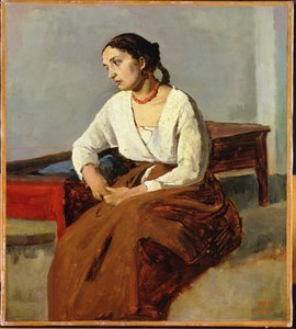 Donna Seduta con Gonna Marrone da Jean Baptiste Camille Corot