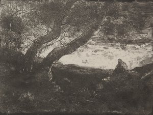 Il sognatore, impressione originale 1854, stampato nel 1921 da Jean Baptiste Camille Corot