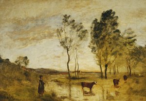 Il guado; mucche al bordo del guado, c.1870-1873 da Jean Baptiste Camille Corot