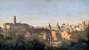 Il Foro visto dai Giardini Farnese, Roma, 1826 da Jean Baptiste Camille Corot