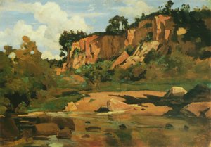 Le rocce rosse a Civita Castellana, c.1827 da Jean Baptiste Camille Corot