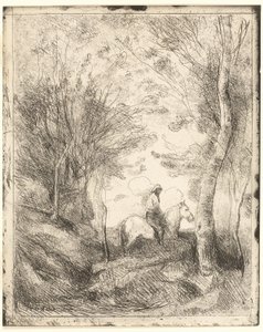 Il cavaliere nel bosco, grande tavola da Jean Baptiste Camille Corot