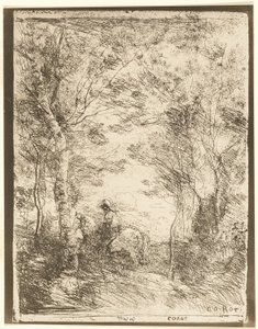 Il cavaliere nel bosco, piccola lastra da Jean Baptiste Camille Corot