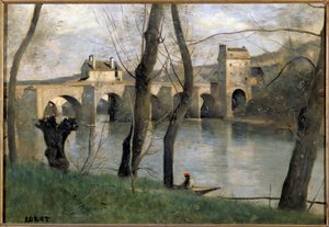 Veduta del ponte di Mantes da Jean Baptiste Camille Corot
