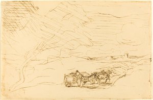 Carro che va in città (Le Charriot allant a la ville) da Jean Baptiste Camille Corot