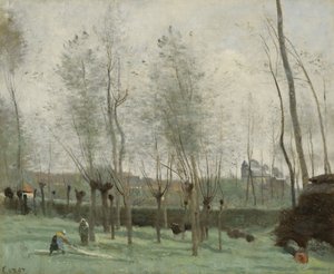 Lavandaie in un boschetto di salici da Jean Baptiste Camille Corot