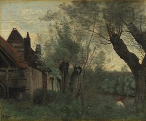 Salici e fattoria a Sainte-Catherine-lès-Arras da Jean Baptiste Camille Corot