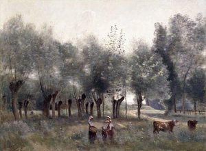 Donne in un campo di salici, 1860-65 da Jean Baptiste Camille Corot