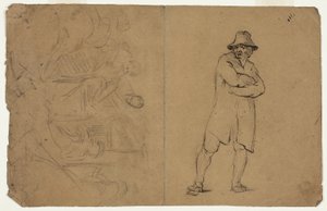 Due schizzi: Uomo in piedi con braccia piegate e Gruppo di figure da Jean Baptiste Carpeaux
