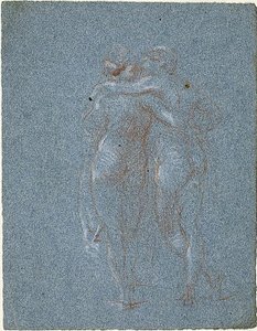 Due figure in piedi, abbracciate (recto); Uomo con falce e schizzi di edifici (verso) da Jean Baptiste Carpeaux