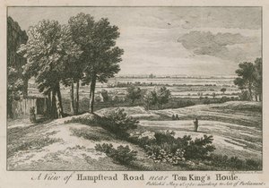 Veduta di Hampstead Road vicino alla casa di Tom King da Jean Baptiste Claude Chatelain