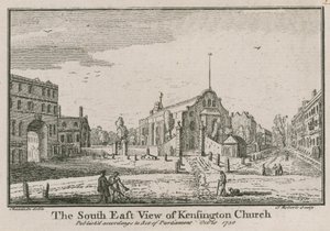 La vista sud-est della chiesa di Kensington da Jean Baptiste Claude Chatelain