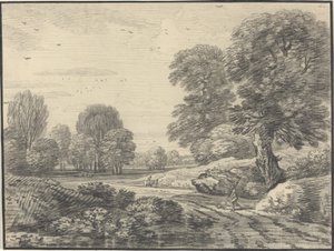 Viaggiatori su una Strada in un Paesaggio Boschivo da Jean Baptiste Claude Chatelain