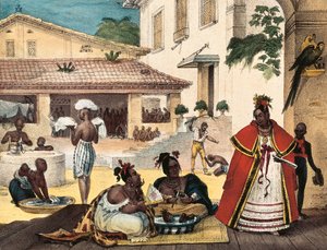 Donne Guarani, interno di una casa di zingari, Brasile