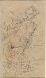 Nudo reclinato con il braccio destro alzato (studio di composizione) da Jean Baptiste Deshays