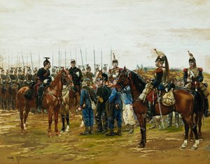 Corazzieri francesi che tengono prigionieri soldati bavaresi, 1875
