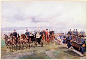 Lo zar Nicola passa in rassegna le truppe con Félix Faure a Châlons-sur-Marne durante la sua visita in Francia, 9 ottobre da Jean Baptiste Edouard Detaille