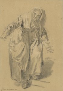 Donna anziana con le braccia tese (studio per il gesto napoletano) da Jean-Baptiste Greuze