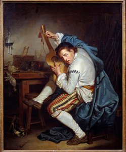 Il chitarrista, o un uccello che, al ritorno dalla caccia, accorda la sua chitarra da Jean Baptiste Greuze