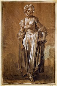 Giovane ragazza in piedi, disegno di Jean-Baptiste Greuze da Jean Baptiste Greuze