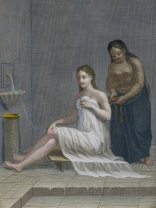 Ragazza turca, che si fa intrecciare i capelli nei bagni, XVIII secolo da Jean Baptiste Haussard