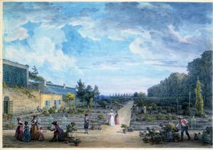 Veduta del Giardino del Re (attuale Giardino delle Piante). Litografia di Jean Baptiste Hilaire (1753-1822) 1794 Parigi, B.N. da Jean Baptiste Hilaire