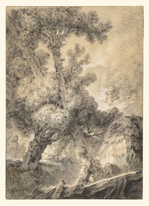 Pastore e pastorella in un paesaggio bucolico da Jean Baptiste Huet