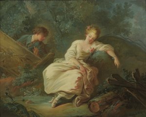 Giovane coppia in un paesaggio