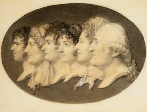 Ritratto di profilo di Augustin e la sua famiglia da Jean Baptiste Jacques Augustin