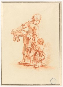 Disegno, Donna che conduce un bambino, 1750-75 da Jean Baptiste Le Prince