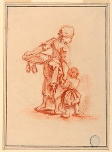 Disegno, Donna che conduce un bambino, 1750-75 da Jean Baptiste Le Prince