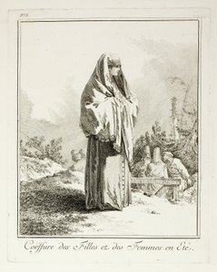 Copricapo per ragazze e donne in estate, tavola tre da Divers Habillements des Peuples du Nord da Jean Baptiste Le Prince