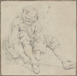 Uomo che si mette la scarpa da Jean Baptiste Le Prince